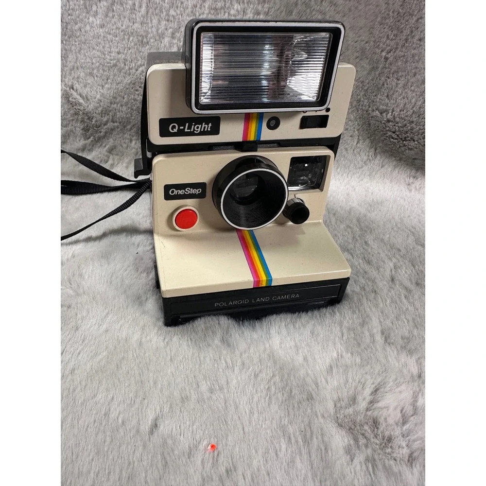 Polaroid Instant Camera OneStep Land Camera Q-Light Flash Rainbow Stripe AS IS